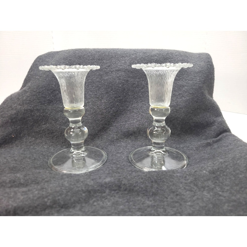 Vintage Masserini Barocco Italian Glass Candle Stick Holder 5.5" H X 3.5" D